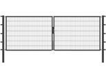 Zaundoppeltür ALBERTS "Flexo", grau (anthrazit), B:400cm H:140cm, Stahl, Tore, Zaundoppeltür, 400 cm Breite, in versch. Höhen