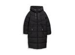 TOM TAILOR DENIM Damen Puffer-Mantel mit Kapuze, schwarz, Uni, Gr. M