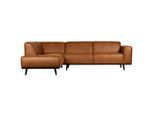 Livetastic , Cognac , Textil, Leder , Kombination Echtleder/Lederlook , Birke , Ottomane links, L-Form , 274x210 cm , Made in EU , Armteil links, Armteil rechts ,
