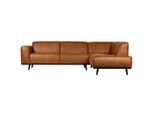 Livetastic , Cognac , Textil, Leder , Kombination Echtleder/Lederlook , Birke , L-Form, Ottomane rechts , 274x210 cm , Made in EU , Armteil links, Armteil rechts ,