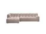 Livetastic , Braun , Textil , Ottomane links, L-Form , 324x165 cm , Made in EU , Armteil rechts ,