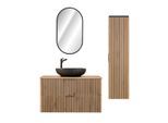 BADMÖBEL 100.6cm Gaia 2er-Set Holz in Eichenoptik und Schwarz