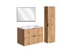 BADMÖBEL 80.2cm Adriel 2er-Set Holz in Eichenoptik