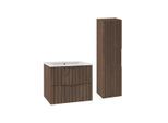 BADMÖBEL 60cm Siena 2er-Set Holz und Schwarz