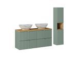 BADMÖBEL 120.4cm Jade 2er-Set Grün und Holz