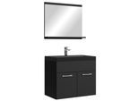BADMÖBEL-SET Montreal 3 Teile Schwarz Matt - Schwarze Waschbecken - 60 x 35 x 51 cm