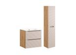 BADMÖBEL 60cm Elora 2er-Set Beige und Holz