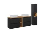 BADMÖBEL 140.4cm Riva 2er-Set Schwarz und Holz