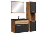 BADMÖBEL-SET Montreal 4 Teile Eiche / Schwarz - 60 x 35 x 51 cm