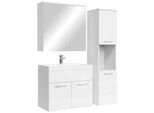 BADMÖBEL-SET Montreal 4 Teile Spiegelschrank Weiß Hochglanz - 60 x 35 x 51 cm