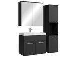 BADMÖBEL-SET Montreal 4 Teile Spiegelschrank Schwarz Matt - 60 x 35 x 51 cm