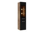 BADEZIMMERSCHRANK Rio mit 2 Türen Kastanien Eiche / Schwarz - 30 x 30 x 130 cm