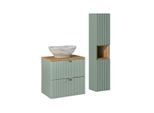 BADMÖBEL 60.4cm Jade 2er-Set Grün und Holz
