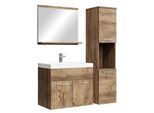 BADMÖBEL-SET Montreal 4 Teile Braun Eiche - 60 x 35 x 51 cm