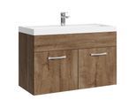 BADMÖBEL-SET Paso 2 Teile Braun Eiche - 80 x 35 x 55 cm