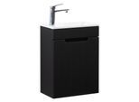 GÄSTE-WC-MÖBELSET Thermis 2 Teile Schwarz Matt - 40 x 22 x 53 cm