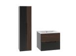 BADMÖBEL 60cm Sylla 2er-Set Schwarz und Holz
