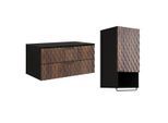 WASCHTISCHUNTERSCHRANK 81cm Nevia 2er-Set Holz und Schwarz