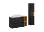 BADMÖBEL 100.4cm Riva 2er-Set Schwarz und Holz