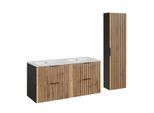 BADMÖBEL 120.4cm Gaia 2er-Set Holz in Eichenoptik und Schwarz