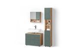 BADMÖBEL-SET Ronco Grün/Goldkraft Eiche 3 Teile, mit Schubladenschrank und Hochschrank
