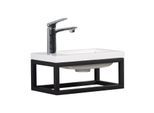 GÄSTE-WC Möbel Mesa 40 x 22 cm – Mattweiß mit schwarzem Metallgestell