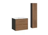 BADMÖBEL 60cm Elena 2er-Set Holz und Schwarz
