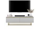 TV-SCHRANK Selene Glamour Weiß Matt mit Metallrahmen 140 cm