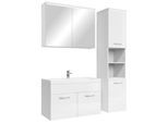 BADMÖBEL-SET Paso LED 4 Teile Weiß Hochglanz - 80 x 35 x 55 cm