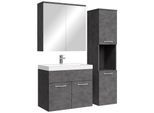 BADMÖBEL-SET Montreal 4 Teile Spiegelschrank Dunkel Grau - 60 x 35 x 51 cm