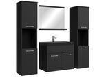 BADMÖBEL-SET Montreal 5 Teile Schwarz Matt - Schwarzes Waschbecken - 60 x 35 x 51 cm