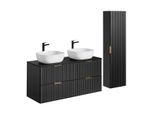 BADMÖBEL 120.8cm Adriel 2er-Set Mattschwarz