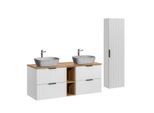BADMÖBEL 140.8cm Adriel 2er-Set Weiß