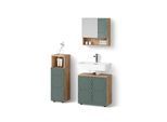BADMÖBEL-SET Ronco Grün/Goldkraft Eiche 3 Teile