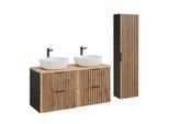 BADMÖBEL 120.6cm Gaia 2er-Set Holz in Eichenoptik und Schwarz