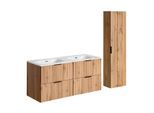 BADMÖBEL 120.4cm Adriel 2er-Set Holz in Eichenoptik