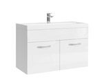 BADMÖBEL-SET Paso 2 Teile Weiß Hochglanz - 80 x 35 x 55 cm