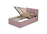 POLSTERBETT Dalas Rose 120 x 200 x 40 cm Bettkasten Mit hochwertiger Matratze H2 (bis 100 kg) und Lattenrost
