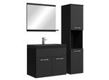BADMÖBEL-SET Montreal 4 Teile Schwarz Matt - Schwarze Waschbecken - 60 x 35 x 51 cm