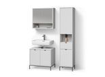 BADMÖBEL-SET ATERNO Weiß 3 Teile, mit Hochschrank