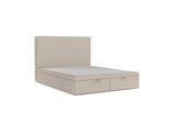 POLSTERBETT Hush mit Stauraum 160/200 cm Hellbeige im Megan Stoff