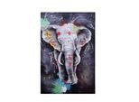 ÖLGEMÄLDE ELEFANT HANDGEMALT Mehrfarbig