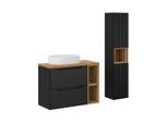 BADMÖBEL 80.4cm Riva 2er-Set Schwarz und Holz