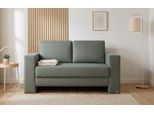 BRUNO Schlafsofa 120cm in Forest Green Grün | Kubus | stabiles Massivholz & Boxspringkomfort