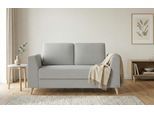 BRUNO Schlafsofa 160cm in Hellgrau | Klassik | stabiles Massivholz & Boxspringkomfort