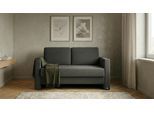 BRUNO Schlafsofa 120cm in Anthrazit | Schmal | stabiles Massivholz & Boxspringkomfort