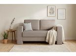 BRUNO Schlafsofa 120cm in Taupe Grau-Beige | Kubus | stabiles Massivholz & Boxspringkomfort