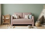 BRUNO Schlafsofa 120cm in Pink Blush Rosa | Schmal | stabiles Massivholz & Boxspringkomfort