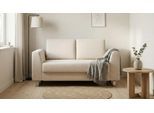 BRUNO Schlafsofa 120cm in Creme Ecru Beige | Klassik | stabiles Massivholz & Boxspringkomfort