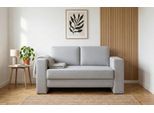BRUNO Schlafsofa 120cm in Hellgrau | Kubus | stabiles Massivholz & Boxspringkomfort